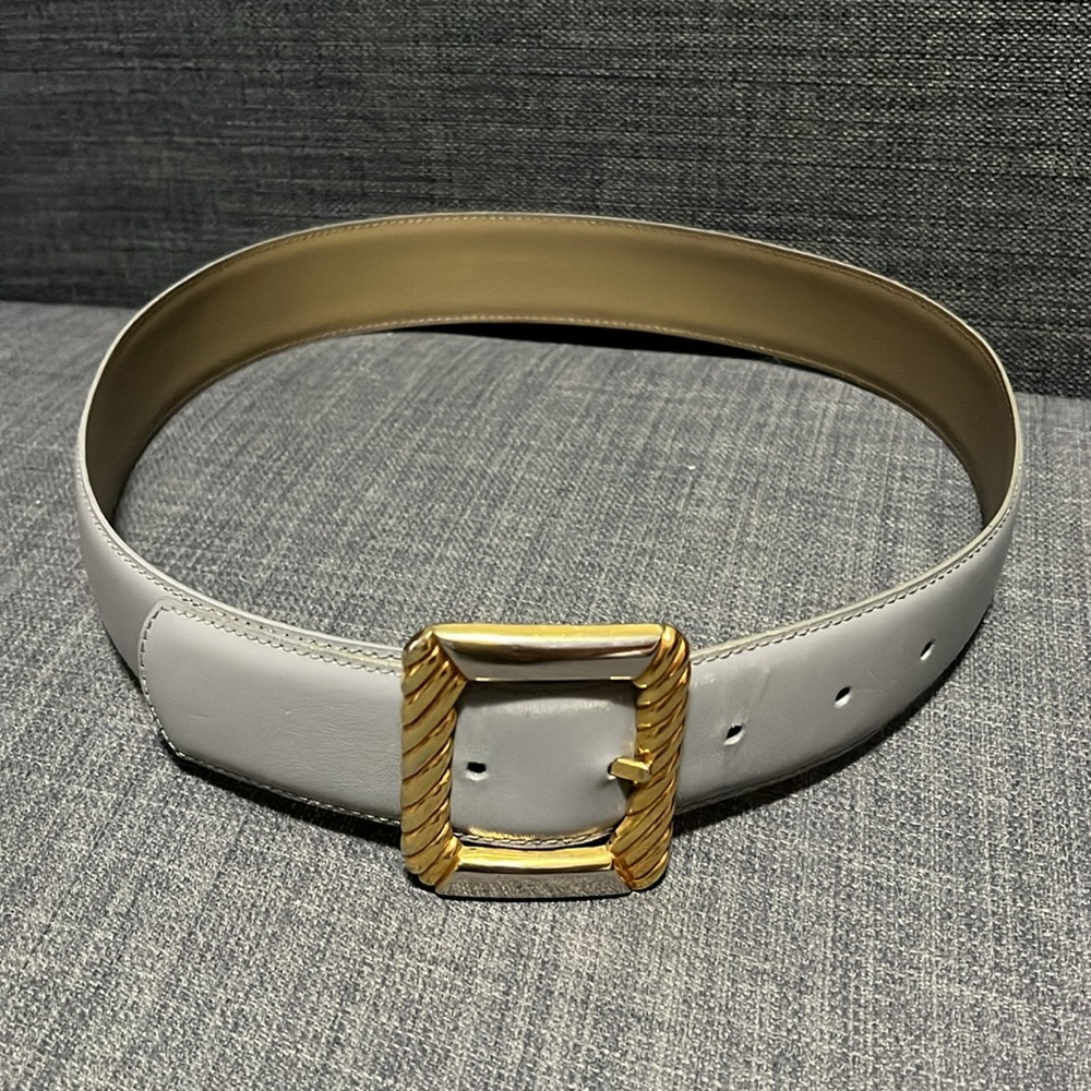 Vintage Gray Belt with Gold /Silver Buckle Length 34” Width 1.5”